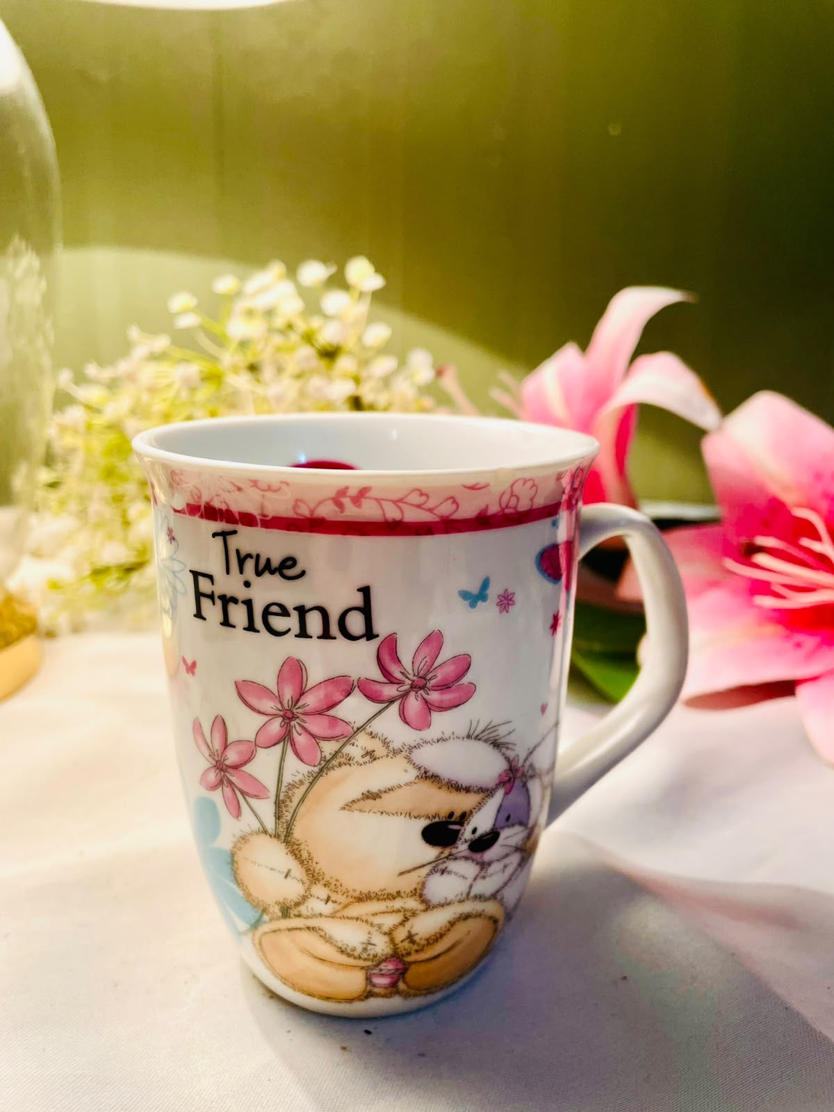 Paper Island True Friend Floral Bunny Fine Porcelain Mug – 4 Inch