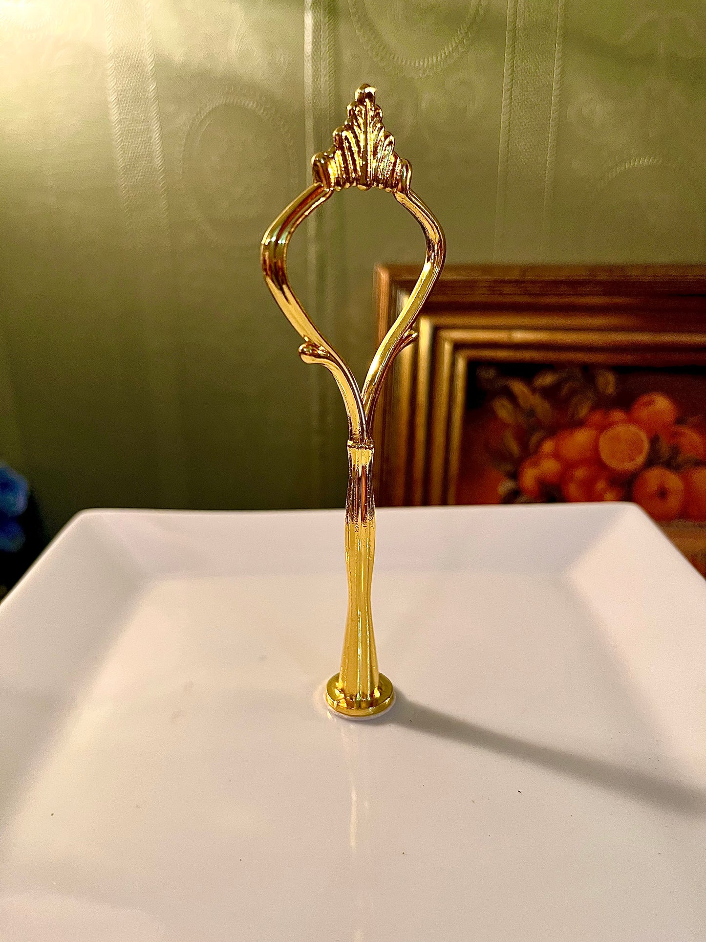 Two-Tier White Square Serving Stand with Gold Handle – Dessert Display Tray