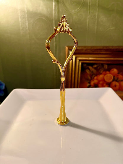 Two-Tier White Square Serving Stand with Gold Handle – Dessert Display Tray