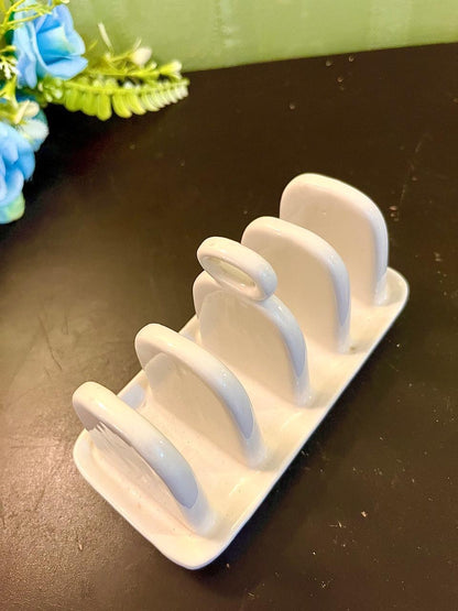 Vintage White Ceramic Toast Rack 5 Slot Holder