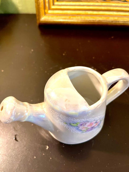 Vintage Floral Lustre Ceramic Watering Can – 4 Inch