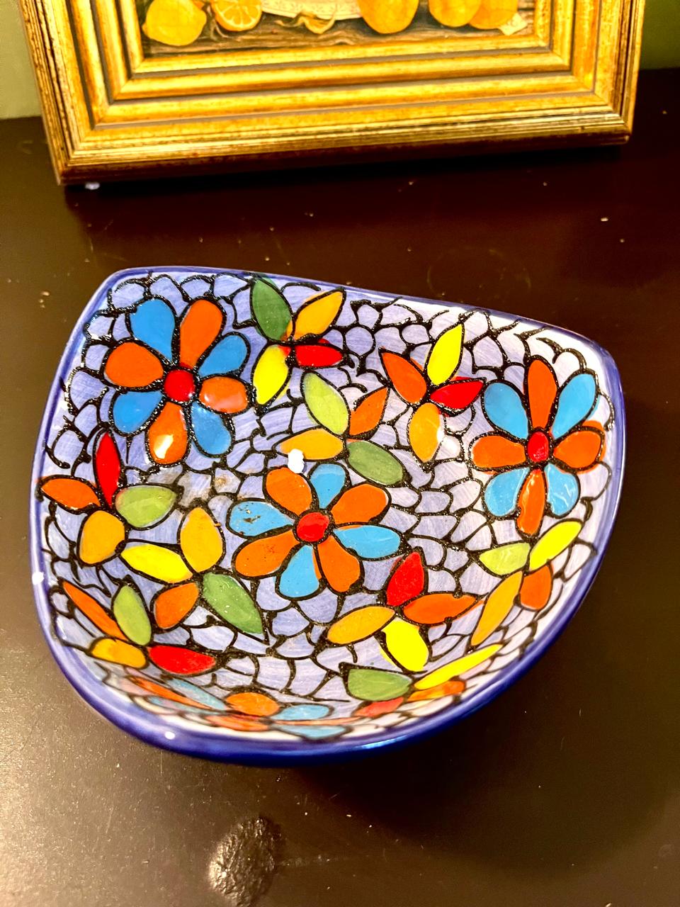 6 Inch Hand-Painted Floral Ceramic Bowl – Colorful Artisan Dish