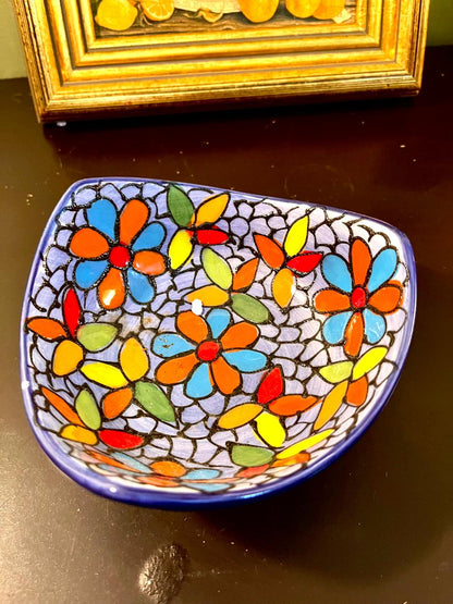 6 Inch Hand-Painted Floral Ceramic Bowl – Colorful Artisan Dish