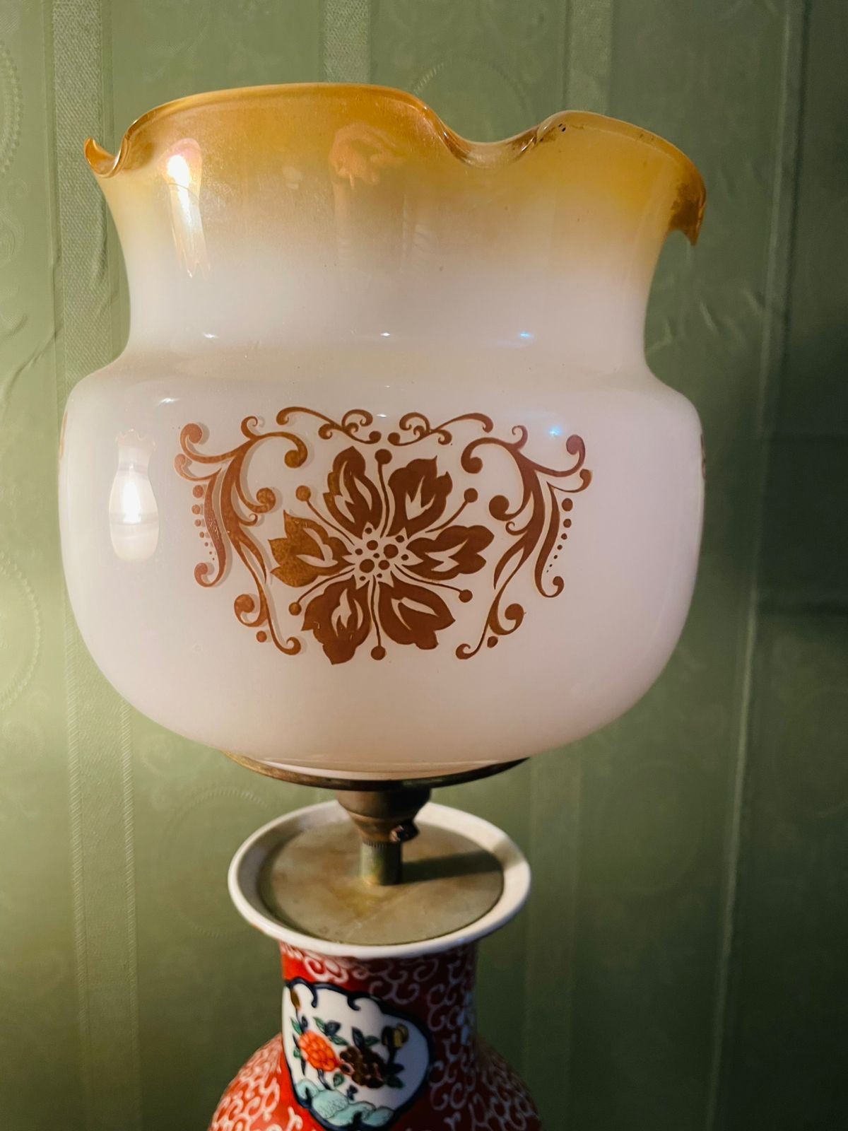RARE FIND Vintage Imari Style Ginger Jar & Porcelain Lamp Set