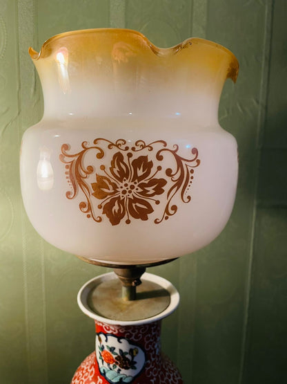 RARE FIND Vintage Imari Style Ginger Jar & Porcelain Lamp Set
