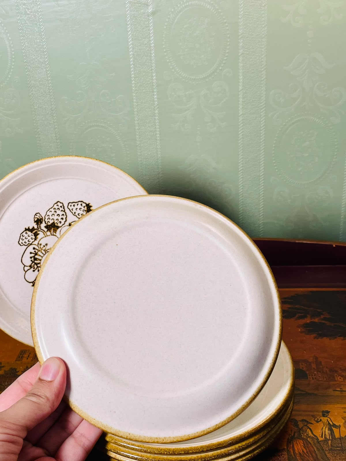 Vintage Floral Stoneware Side Plates 6.5" – Set of 6