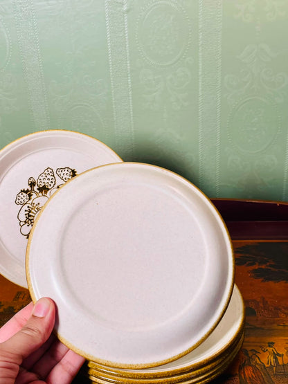 Vintage Floral Stoneware Side Plates 6.5" – Set of 6