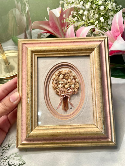 Pink & Gold 3D Floral Bouquet Framed Artwork 7"