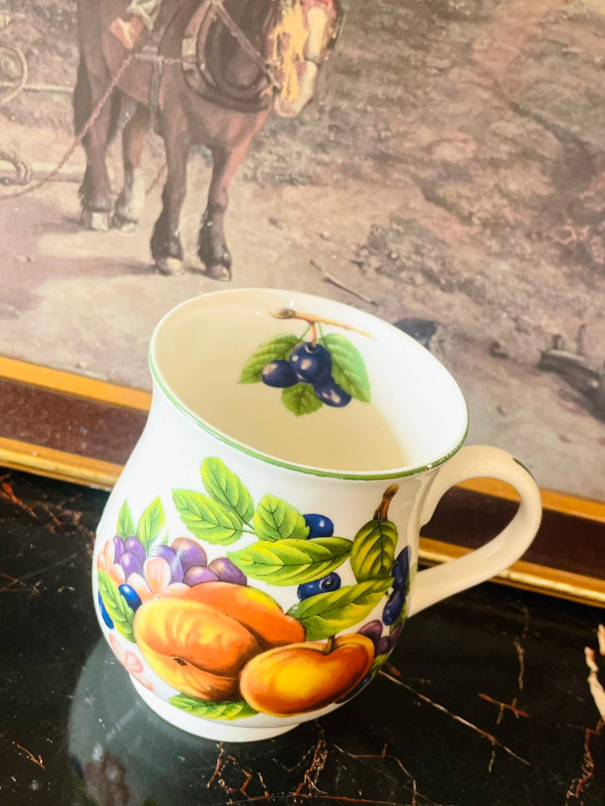 (Vintage English-Style) Pound World Fine Bone China Mug – Orchard Fruits Design