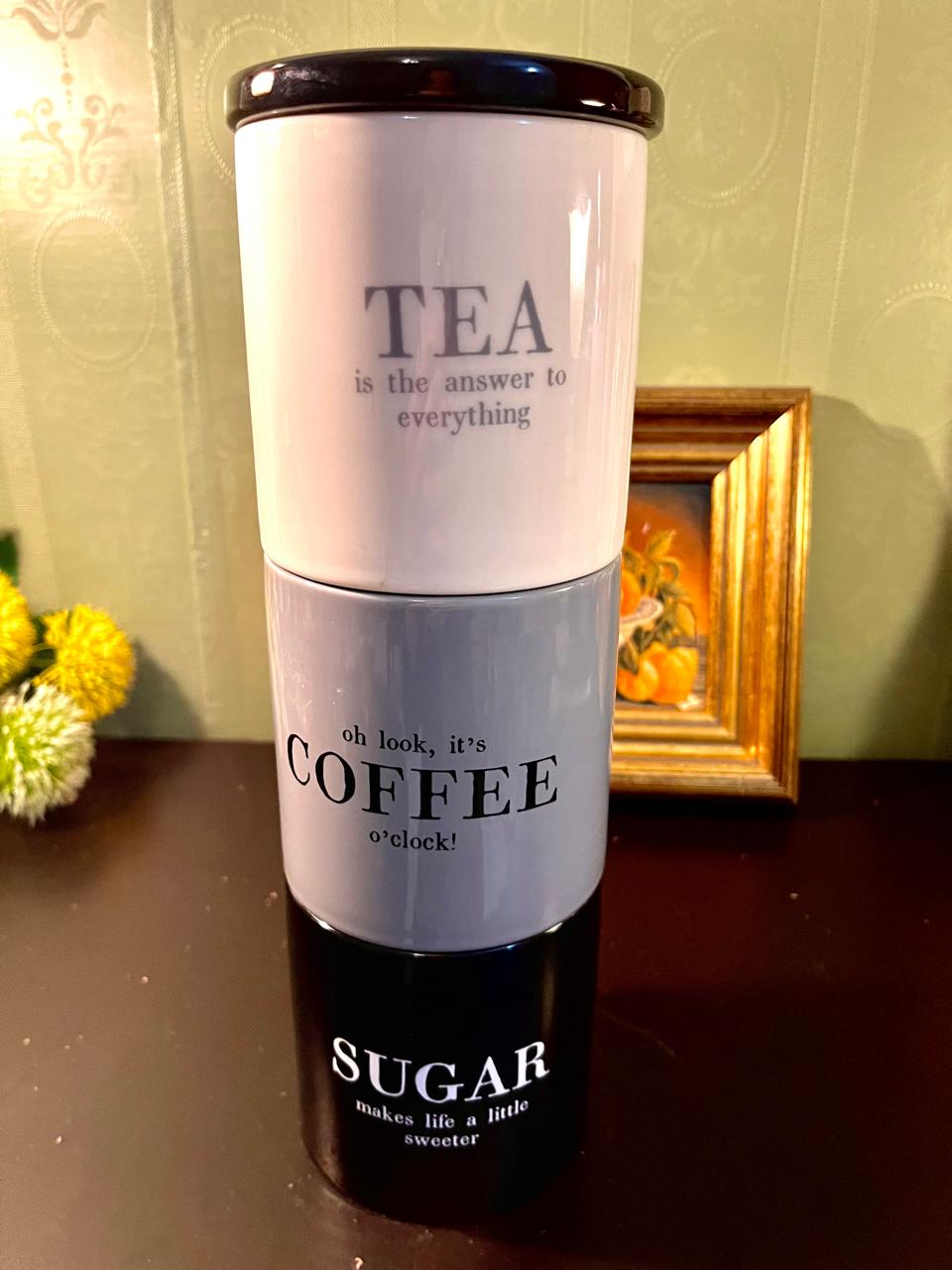 Tea Coffee Sugar Ceramic Canister Set – Air Tight
