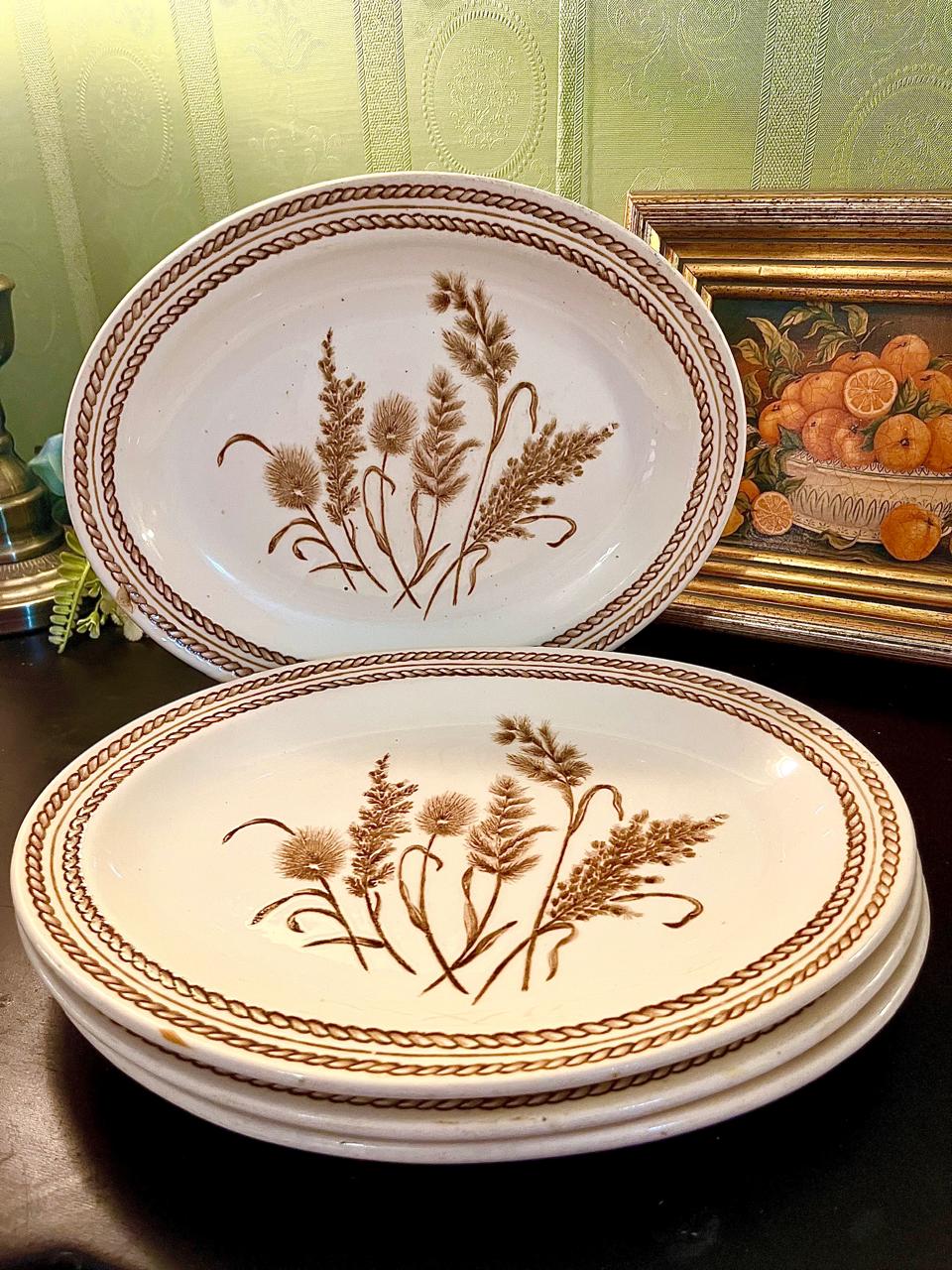 Vintage Wheat Motif Oval Serving Platter 28 cm (each)