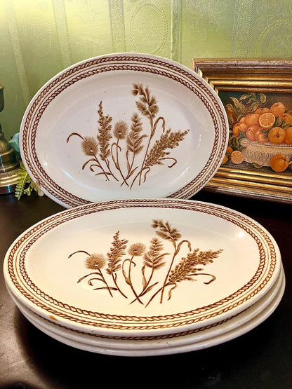 Vintage Wheat Motif Oval Serving Platter 28 cm (each)