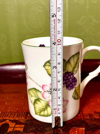 Staffordshire England Blackberry Floral Fine Bone China Mug 4"