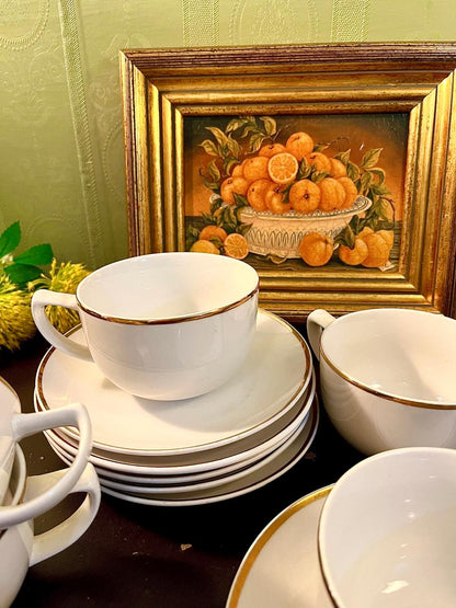 Royal Worcester Gold Rim Fine Bone China Tea Set – 10 Piece