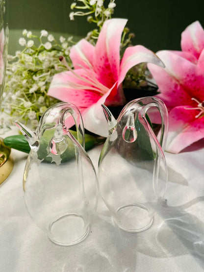 Clear Crystal Bird Figurines 2pc Set 4 in