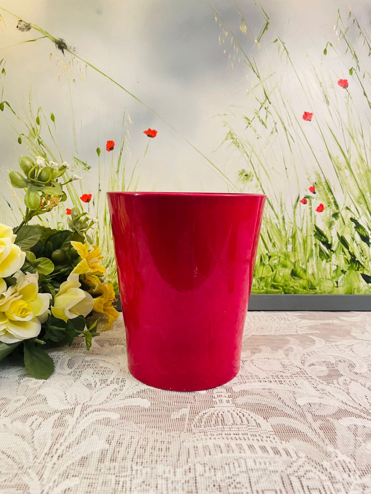 Glossy Red Plant Pot – Bold Modern Home Decor