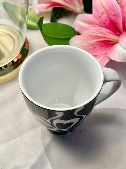 Black & White Floral Ceramic Mug 10.5 cm