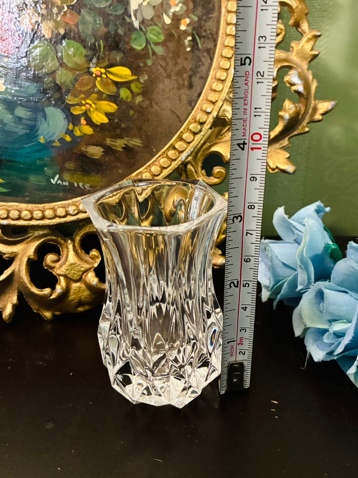 Vintage Clear Cut Glass Small Vase