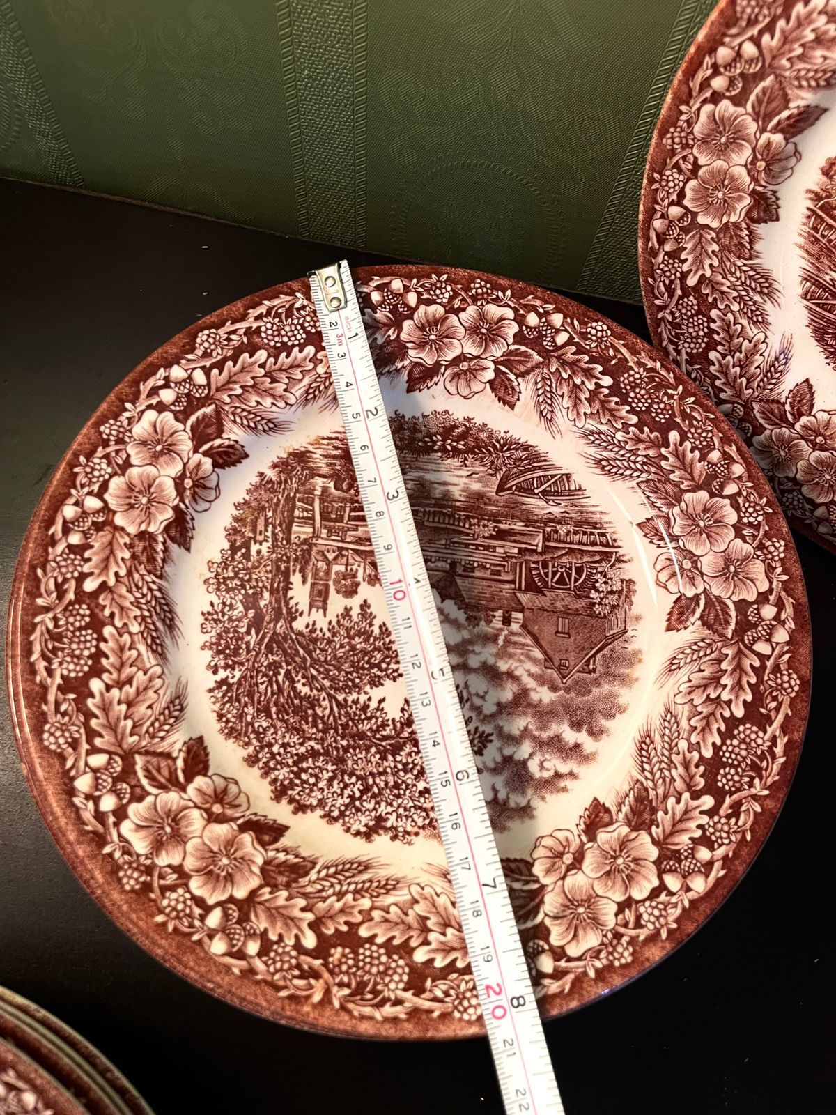 Broadhurst Brown Transferware Plates Set of 6 – 8 Inch