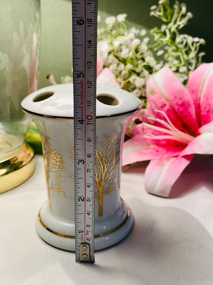 Andrea by Sadek Ceramic Toothbrush Holder Gold Trees 10 cm