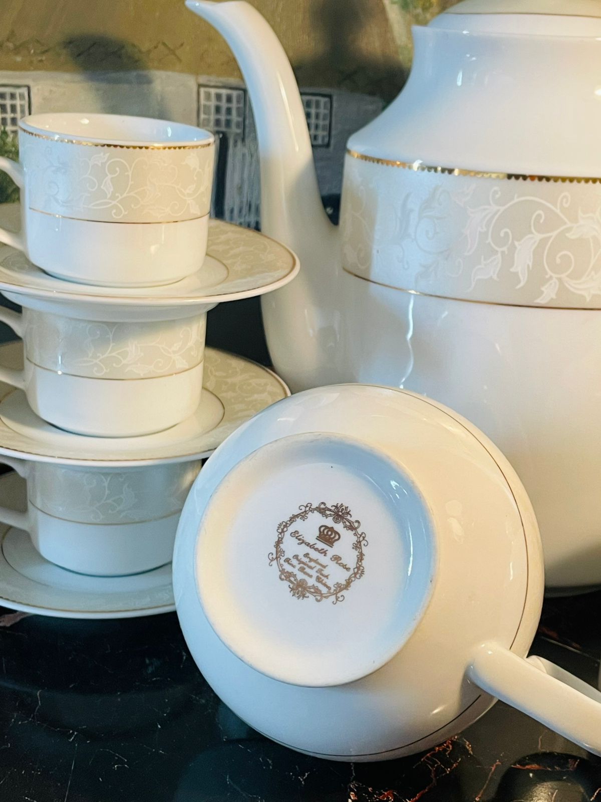 6 Persons Coffee Set, Fine Porcelain Coffee Set – 6 Cups, 6 Saucers, Coffee Pot, Sugar Pot & Creamer – World-Class Tableware