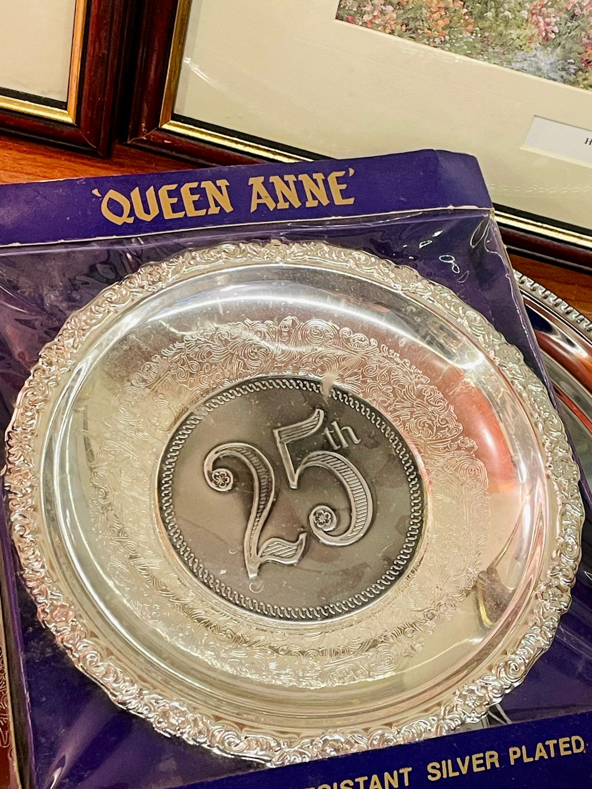 Queen Anne 25th Anniversary Silver Plated Plate – Made in England