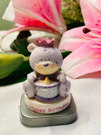 Gift Wishes Happy Birthday Teddy Bear Figurine with Tin 8 cm