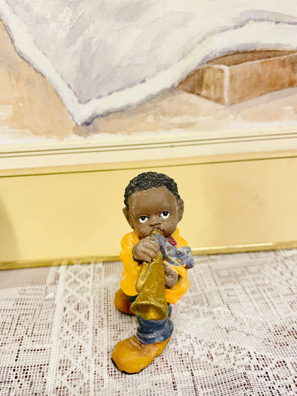 Musical Boys Figurine Set - Handcrafted Ceramic Drummers & Horn Players