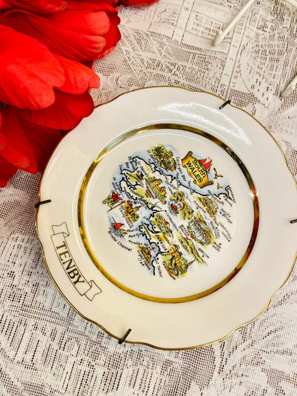 Tenby South Wales Map Decorative Plate 7 inches