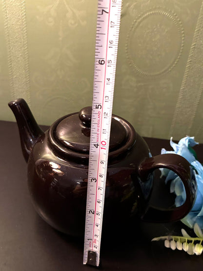 Vintage Brown Ceramic Teapot Classic Glossy Tea Pot
