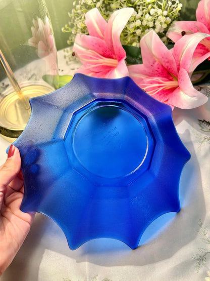 Cobalt Blue Crystal Starburst Serving Bowl – 10 Inch
