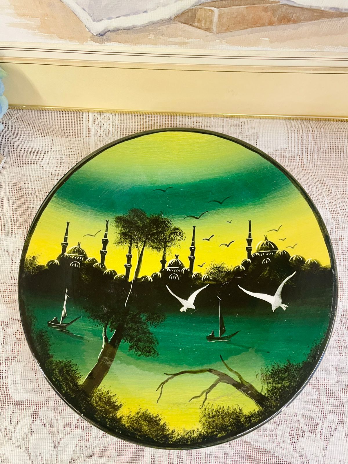 Hand-Painted Istanbul Mosque Decorative Plate – Elegant Art Design