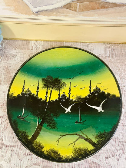 Hand-Painted Istanbul Mosque Decorative Plate – Elegant Art Design