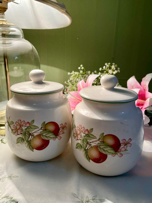 St Michael Ashberry Ceramic Storage Jars Set of 2 Made in UK 7 in