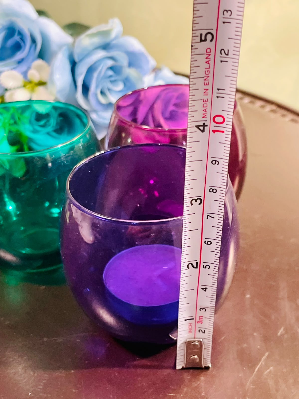Vintage Coloured Crystal Tealight Candle Holders – Set of 3 (8cm)