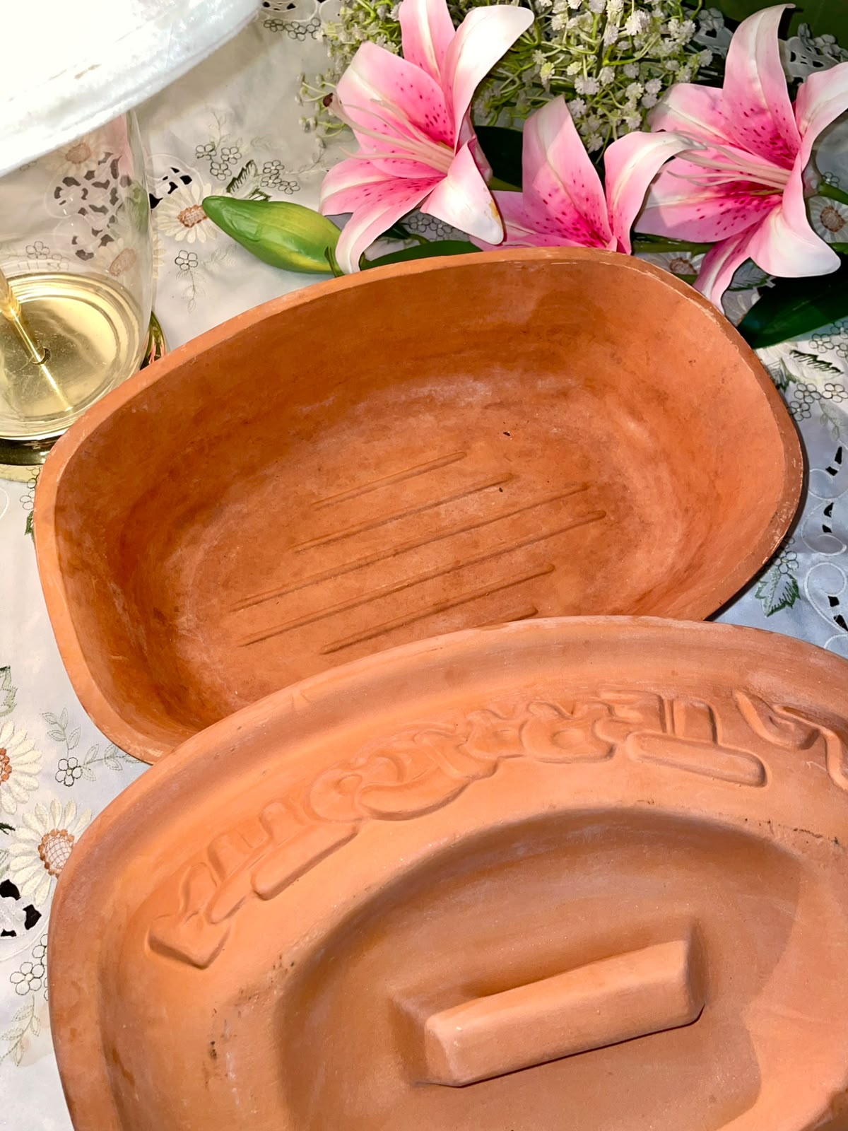 Vintage Terracotta Oven-Safe Roasting Dish 36 cm