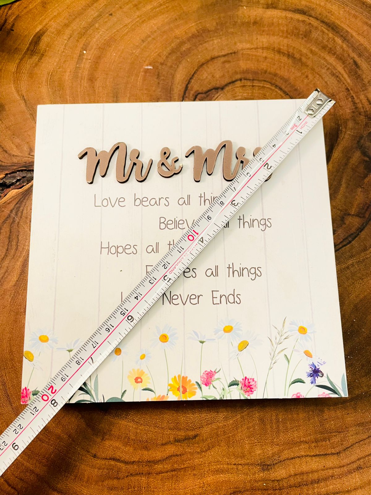 Mr & Mrs Floral Wooden Wall Plaque Sign