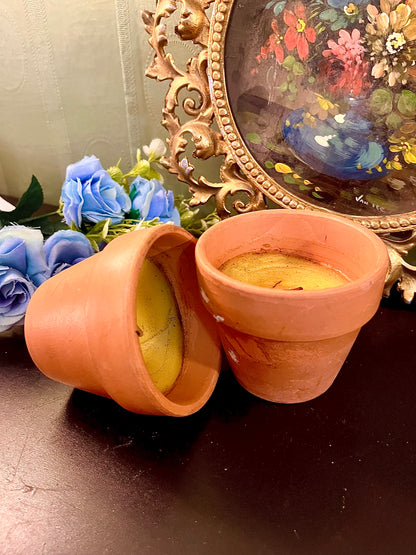 Set of 2 Terracotta Pot Candles – Rustic Plant Pot Style
