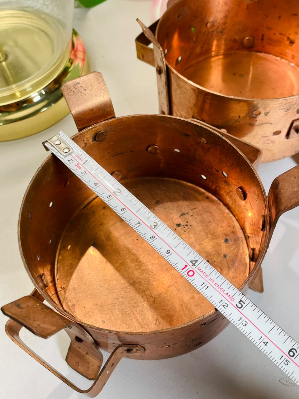 Copper-Tone Decorative Metal Pots – 2 Pieces, 13 cm