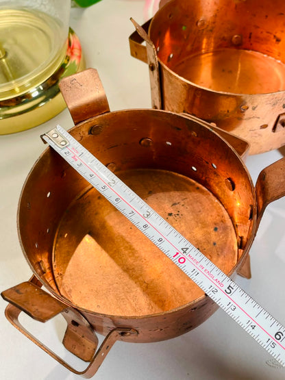 Copper-Tone Decorative Metal Pots – 2 Pieces, 13 cm