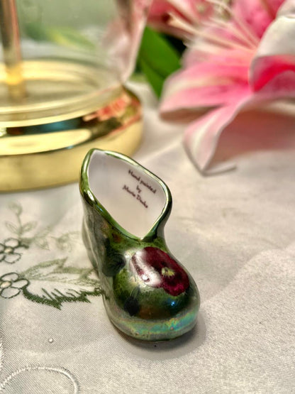 Hand-Painted Floral Miniature Shoe Decor 3"