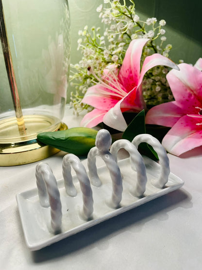 Vintage White Ceramic Toast Rack, Approx. 13 cm
