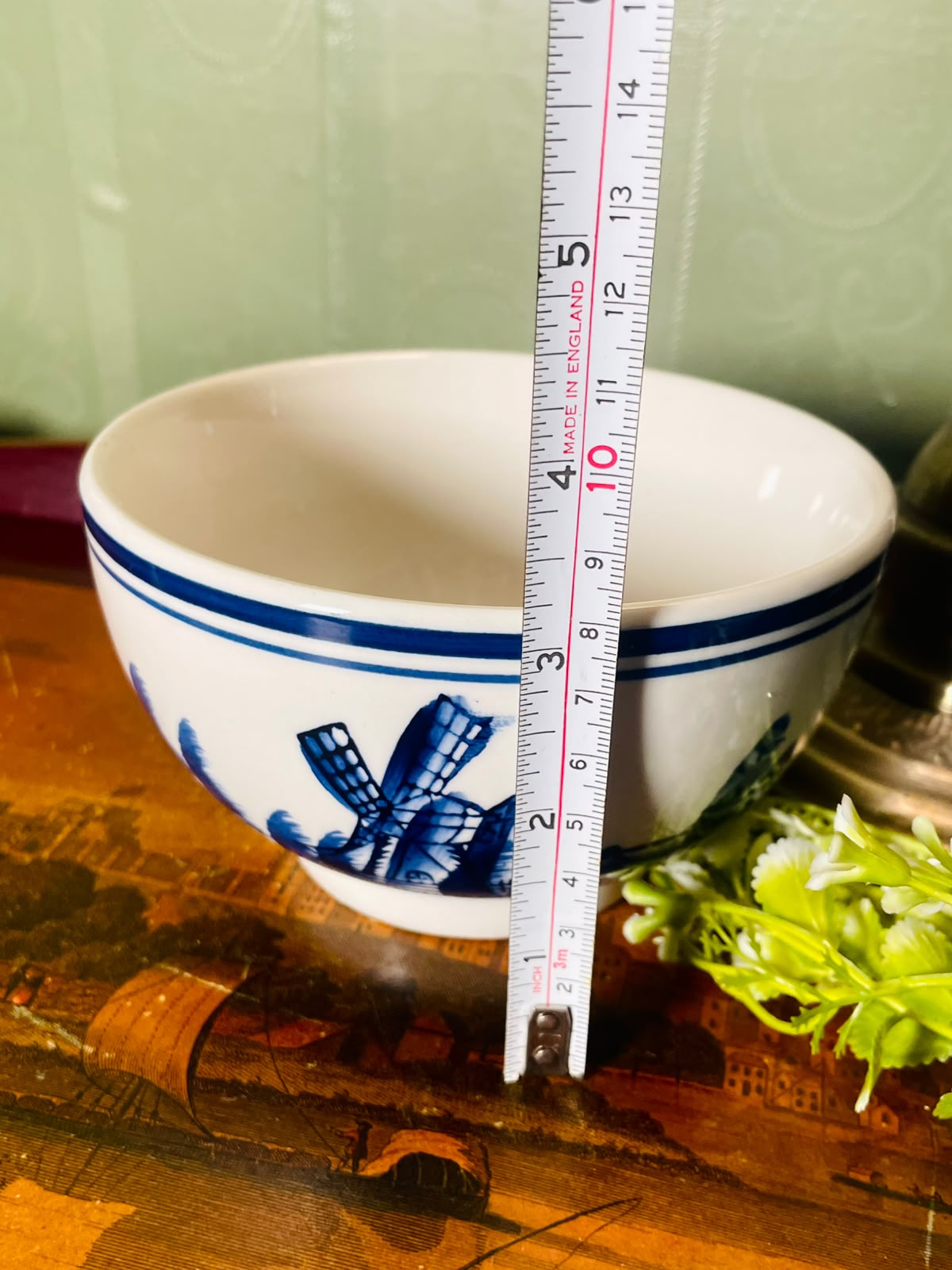 Blue & White Windmill Ceramic Serving Bowl – 10 cm