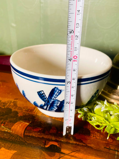 Blue & White Windmill Ceramic Serving Bowl – 10 cm