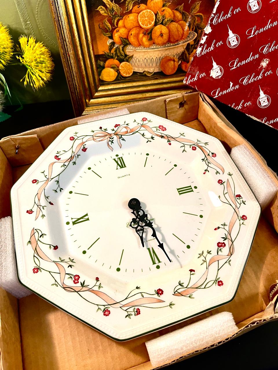 Floral Johnson bro Octagonal Wall Clock Plate 26 cm Quartz
