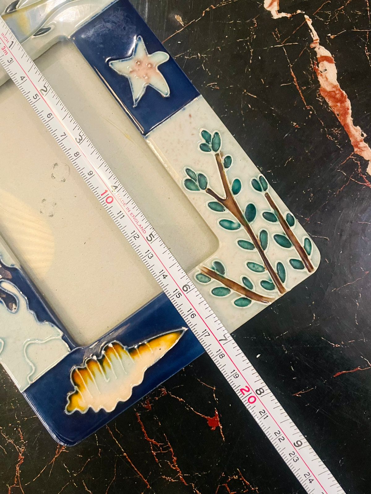 Ceramic Seaside Photo Frame with Shell and Starfish Design