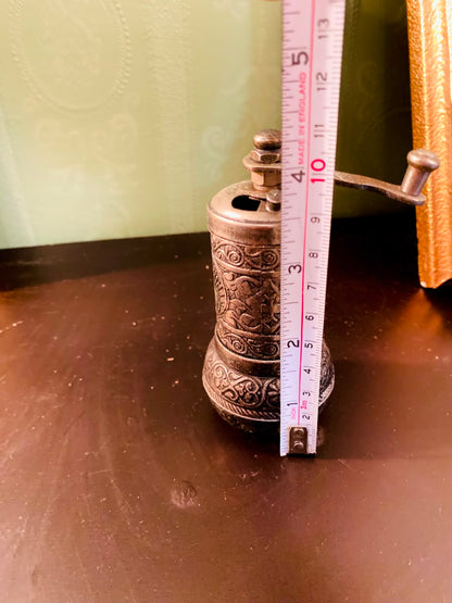 Vintage Hand Crank Coffee Grinder 4 Inch Ornate Metal Mill