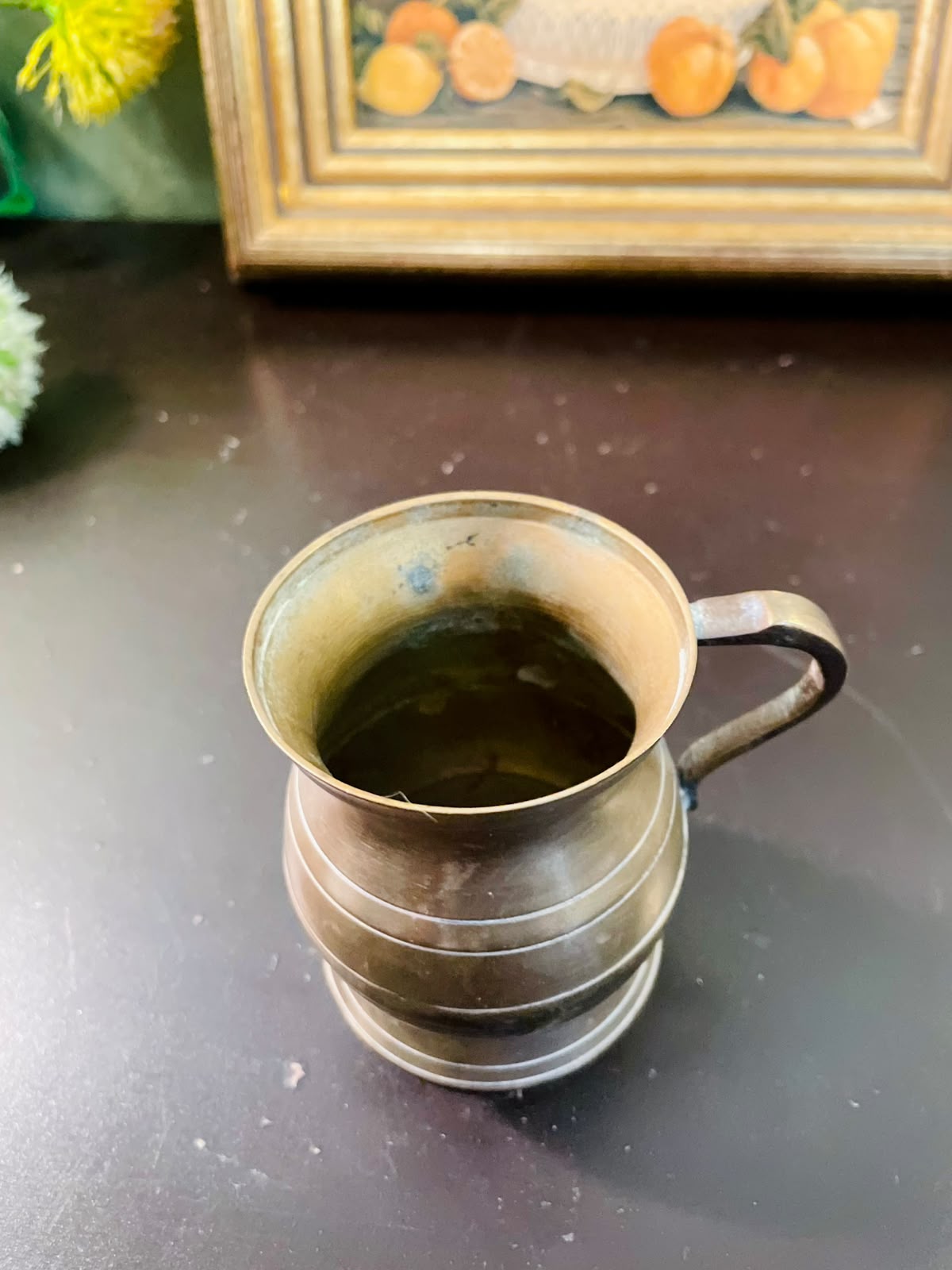 Vintage Mini Brass Tankard Mug 3 Inch Rustic Collectible Cup