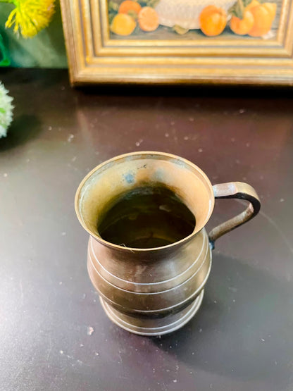 Vintage Mini Brass Tankard Mug 3 Inch Rustic Collectible Cup