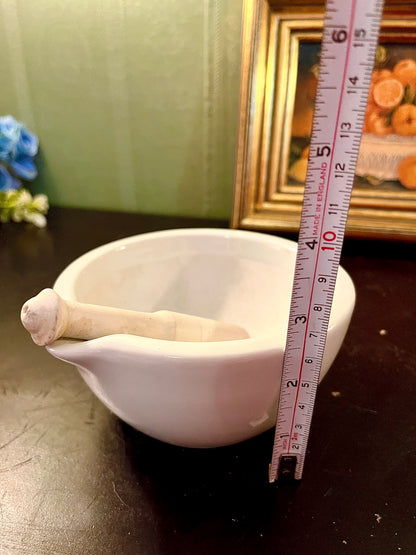 Vintage White Stone Mortar & Pestle Set – 4 Inch